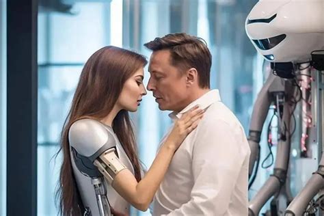 elon musk kissing robot